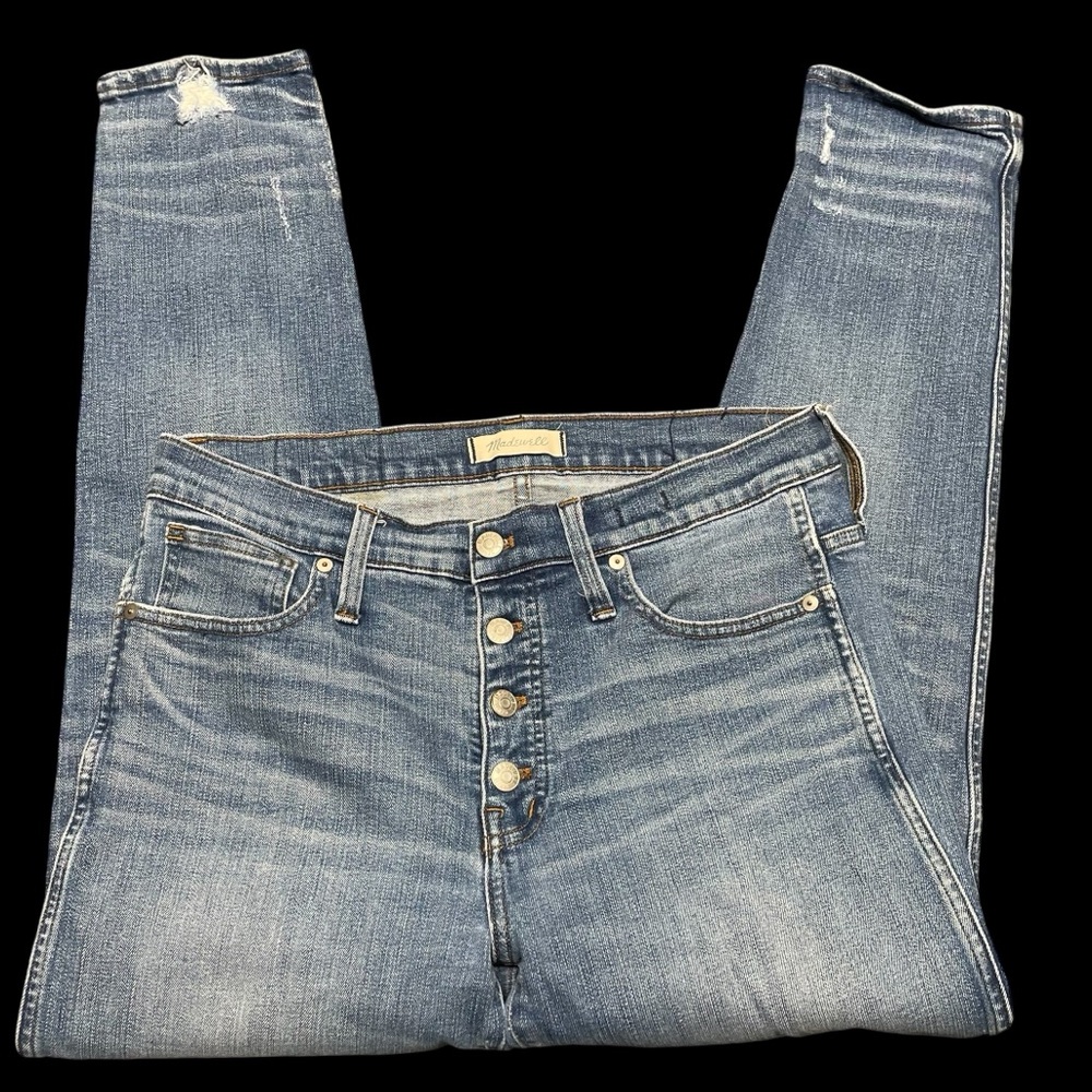 Madewell Women’s 30 Slim Straight Jeans Distressed Button-Front Edition - Picture 9 of 16